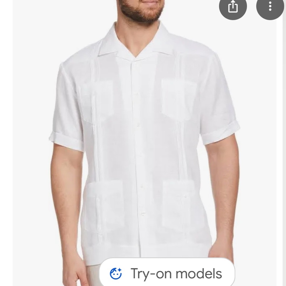 Cubavera White Casual Button Down Shirt with Short Sleeves